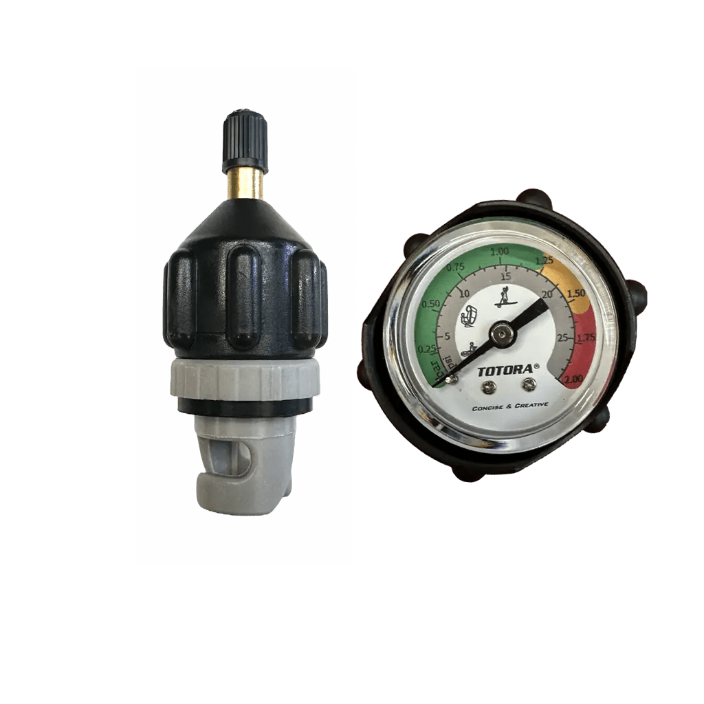 Air-Compressor Valve Adaptor with Pressure Gauge FLATED